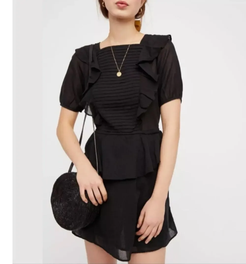 Free people In the Mood for Love ruffle backless black dress Size Sm Whimsigoth